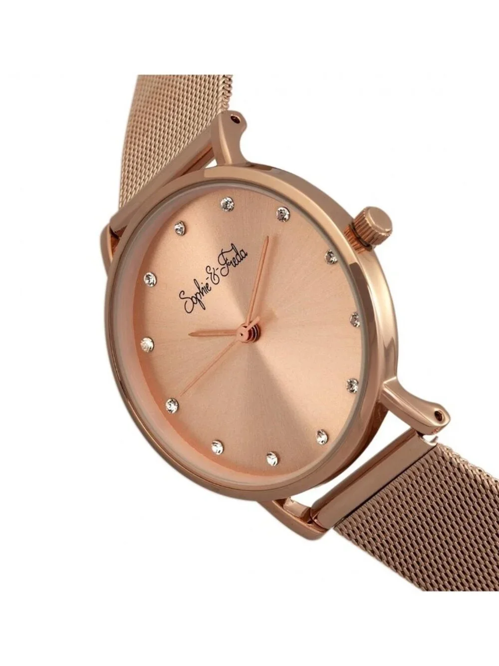 NWT Sophie And Freda Savannah Crystal Rose Gold Dial Ladies Watch